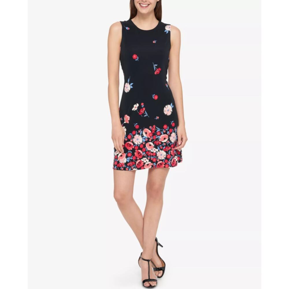 Tommy Hilfiger Women’s Whimsical Boho‎ Floral-Print Sheath Dress Size 14W Black